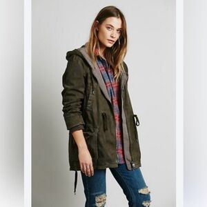 Free People Womens Solid Knit Mixed Cargo Jacket
